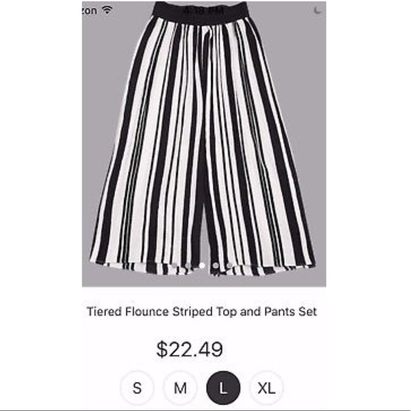 New For New Tiered Flounce Striped Pants. - Picture 3 of 3